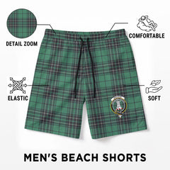 MacLean Hunting Ancient Tartan Crest Men's Beach Shorts