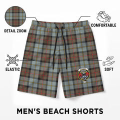 MacLeod of Harris Weathered Tartan Crest Men's Beach Shorts