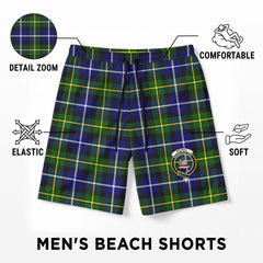 MacNeil of Barra Modern Tartan Crest Men's Beach Shorts
