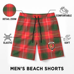 MacPhee Modern Tartan Crest Men's Beach Shorts