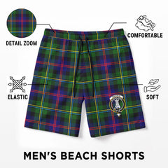 Malcolm (or MacCallum) Tartan Crest Men's Beach Shorts