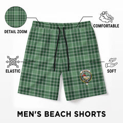 McDonald Lord of the Isles Hunting Tartan Crest Men's Beach Shorts