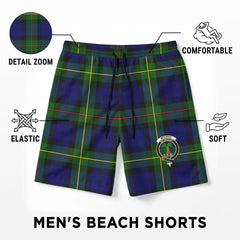 McEwan Modern Tartan Crest Men's Beach Shorts