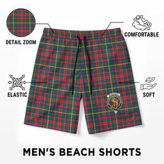 McKintosh Hunting Modern Tartan Crest Men's Beach Shorts