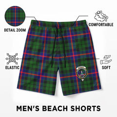 Morrison Modern Tartan Crest Men's Beach Shorts