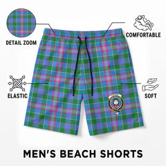 Pitcairn Hunting Tartan Crest Men's Beach Shorts