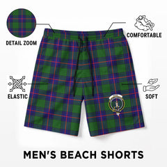 Shaw Modern Tartan Crest Men's Beach Shorts
