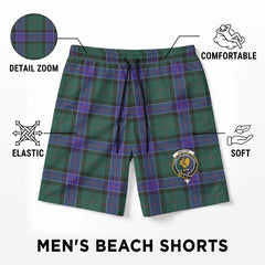 Sinclair Hunting Modern Tartan Crest Men's Beach Shorts