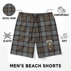 Stewart Old Weathered Tartan Crest Men's Beach Shorts