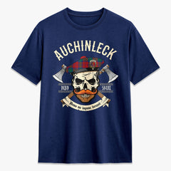 Auchinleck Tartan Crest 2D T-shirt - Alba Skull Style