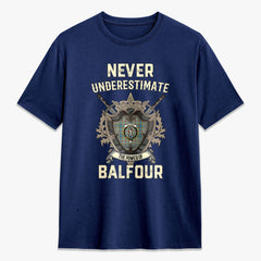 Balfour Blue Tartan Crest 2D T-shirt - Never Underestimate Style