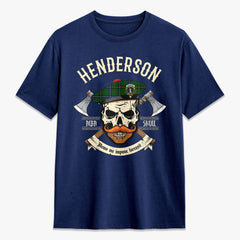 Henderson Modern Tartan Crest 2D T-shirt - Alba Skull Style