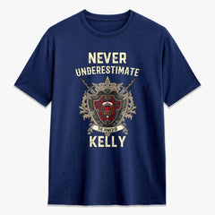 Kelly of Sleat Red Tartan Crest 2D T-shirt - Never Underestimate Style