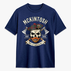 McKintosh Hunting Modern Tartan Crest 2D T-shirt - Alba Skull Style