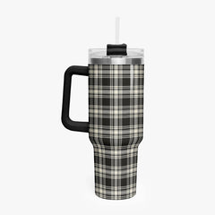 Menzies Black - White Ancient Tartan Crest 40 oz Insulated Tumbler with Handle