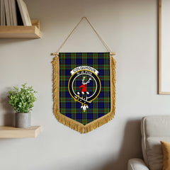 Colquhoun Modern Tartan Crest Wall Hanging Banner - Wood Pole