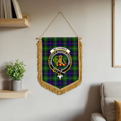 McThomas Modern Tartan Crest Wall Hanging Banner - Wood Pole