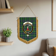 Orr Tartan Crest Wall Hanging Banner - Wood Pole