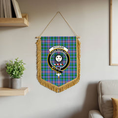 Pitcairn Hunting Tartan Crest Wall Hanging Banner - Wood Pole