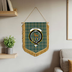 Scott Green Ancient Tartan Crest Wall Hanging Banner - Wood Pole