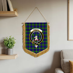 Sempill Modern Tartan Crest Wall Hanging Banner - Wood Pole