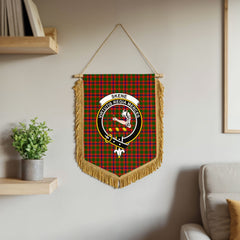 Skene Modern Tartan Crest Wall Hanging Banner - Wood Pole