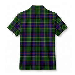 Forsyth Modern Tartan Crest Birdseye Mesh Polo Shirt