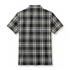 Menzies Black - White Ancient Tartan Crest Birdseye Mesh Polo Shirt