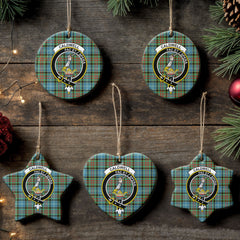 Caldwell Tartan Crest Christmas Ceramic Ornament