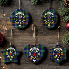 Colquhoun Modern Tartan Crest Christmas Ceramic Ornament