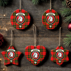 Dunbar Modern Tartan Crest Christmas Ceramic Ornament