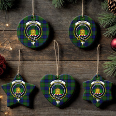 Dundas Modern Tartan Crest Christmas Ceramic Ornament
