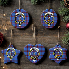 Elliot Modern Tartan Crest Christmas Ceramic Ornament