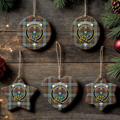 Fergusson Weathered Tartan Crest Christmas Ceramic Ornament