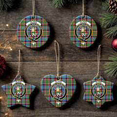 Glass Tartan Crest Christmas Ceramic Ornament