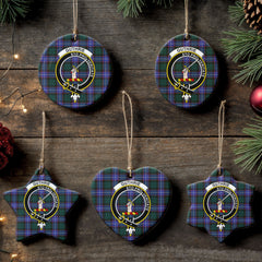 Guthrie Modern Tartan Crest Christmas Ceramic Ornament