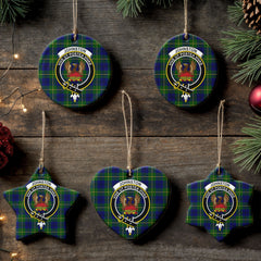 Johnston of Caskieben Tartan Crest Christmas Ceramic Ornament
