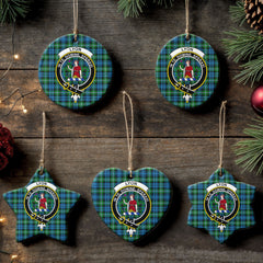 Lyon Tartan Crest Christmas Ceramic Ornament