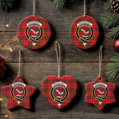 MacDougall Modern Tartan Crest Christmas Ceramic Ornament