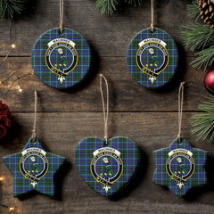 MacInnes Modern Tartan Crest Christmas Ceramic Ornament