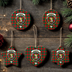 Stewart Atholl Modern Tartan Crest Christmas Ceramic Ornament