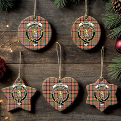 Stewart Royal Ancient Tartan Crest Christmas Ceramic Ornament