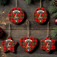 Wallace Hunting Red Tartan Crest Christmas Ceramic Ornament