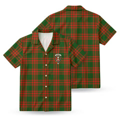 Menzies Green Modern Tartan Crest Hawaiian Shirt