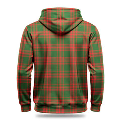 Menzies Green Modern Tartan Crest Hoodie