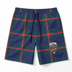 Agnew Modern Tartan Crest Men's Beach Shorts