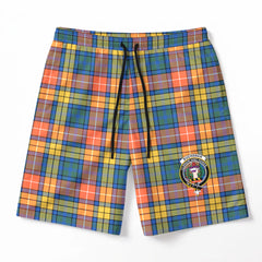 Buchanan Ancient Tartan Crest Men's Beach Shorts