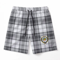 Douglas Grey Modern Tartan Crest Men's Beach Shorts