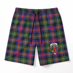 Logan Modern Tartan Crest Men's Beach Shorts
