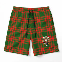 Menzies Green Modern Tartan Crest Men's Beach Shorts